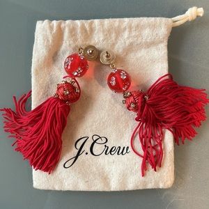 J. Crew Crystal Studded Bead and Tassel Earrings